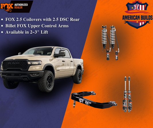 RAM 1500 (2019+) 2-3" FOX 2.5 Performance Elite Coilover Lift Kit with Billet Upper Control Arms
