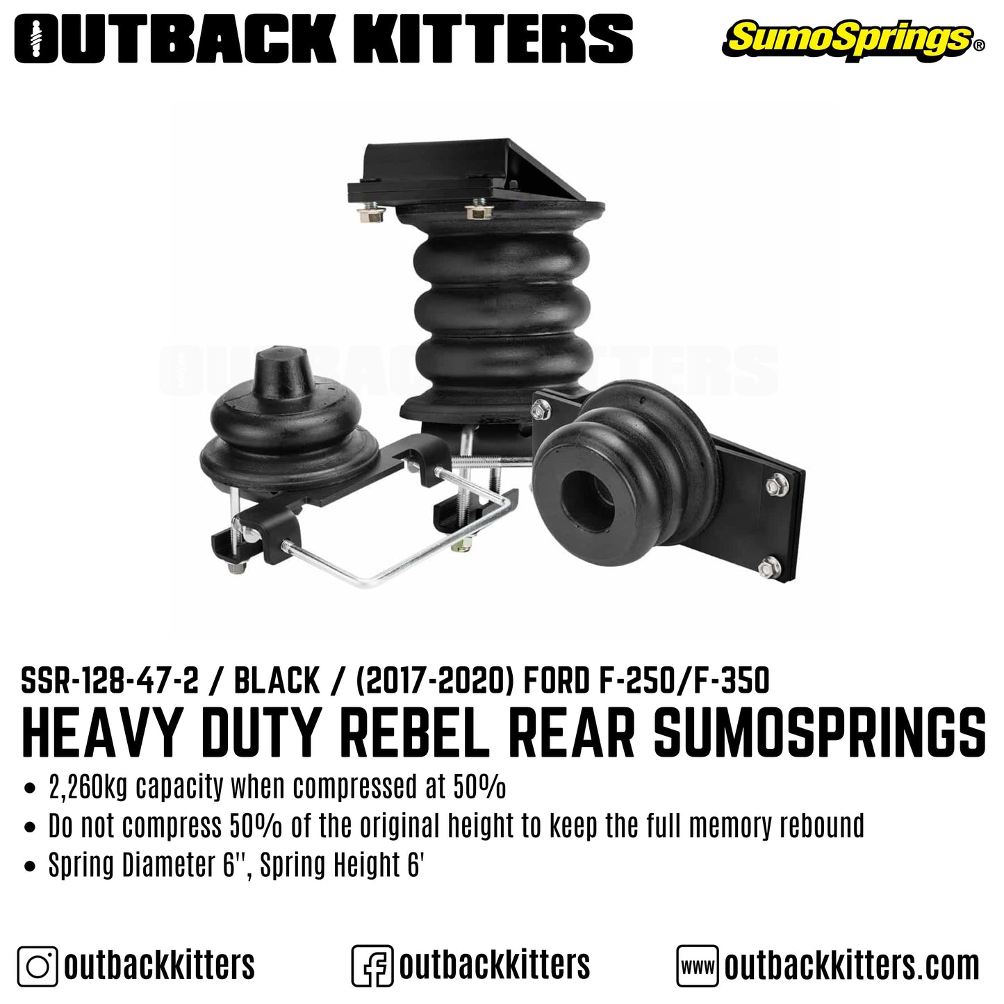 Heavy Duty Rebel Rear SumoSprings to suit 2017+ Ford F250