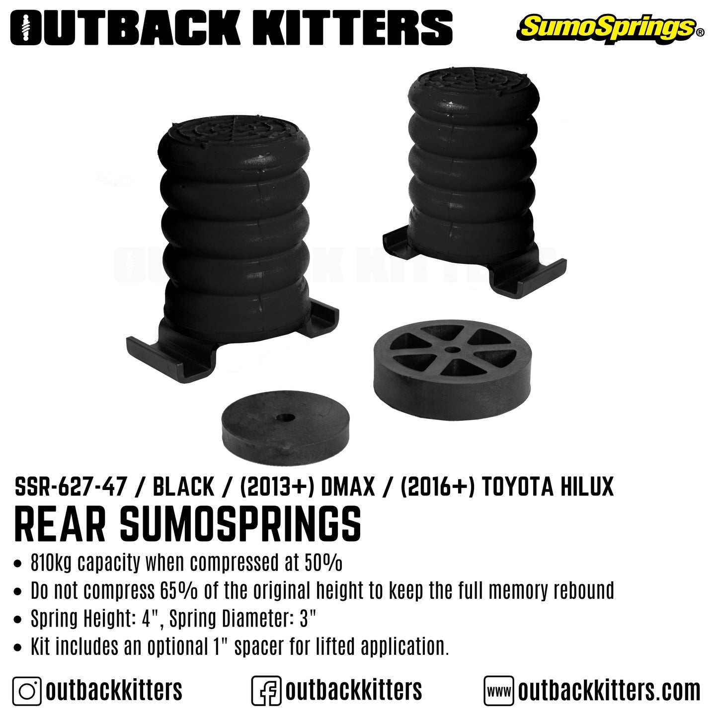Rear SumoSprings for Isuzu Dmax 2013+/Hilux 2016+