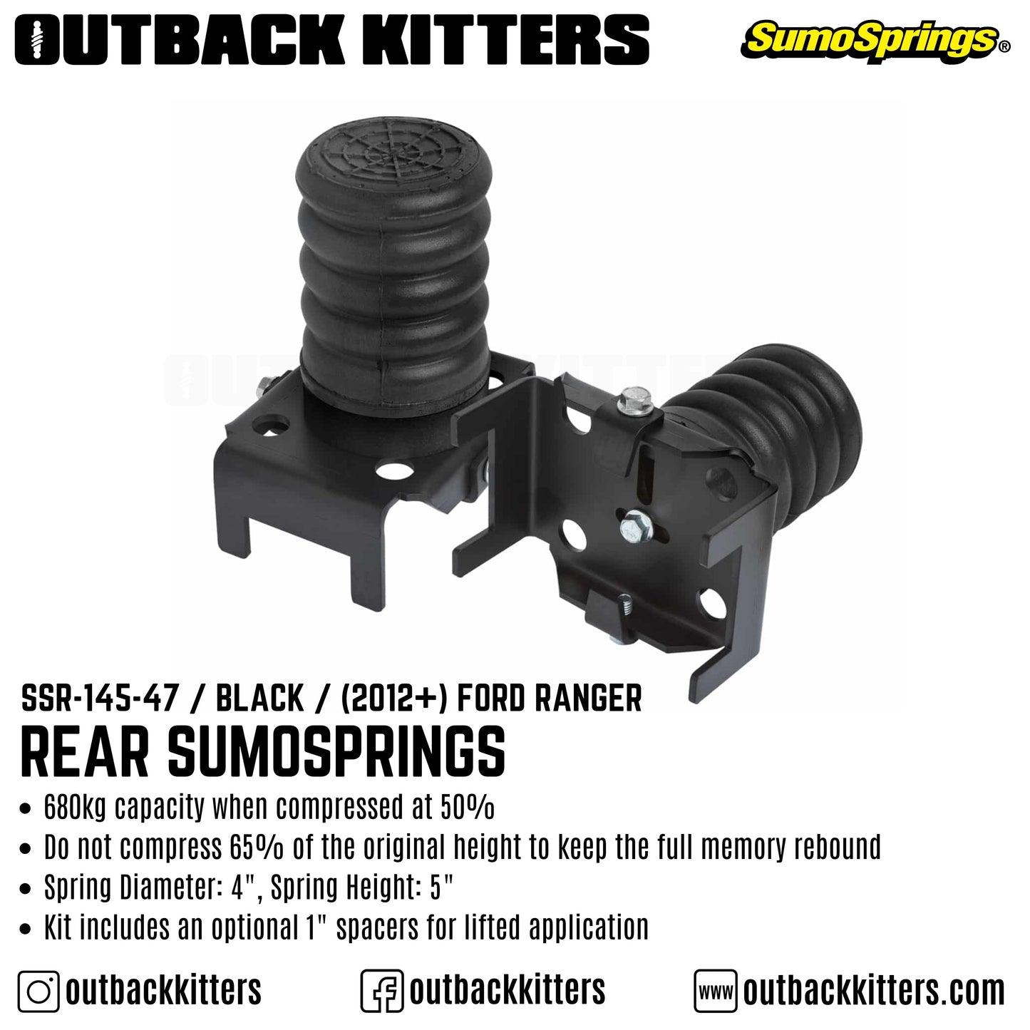 Rear SumoSprings to suit 2012-2021 T6 Ford Ranger