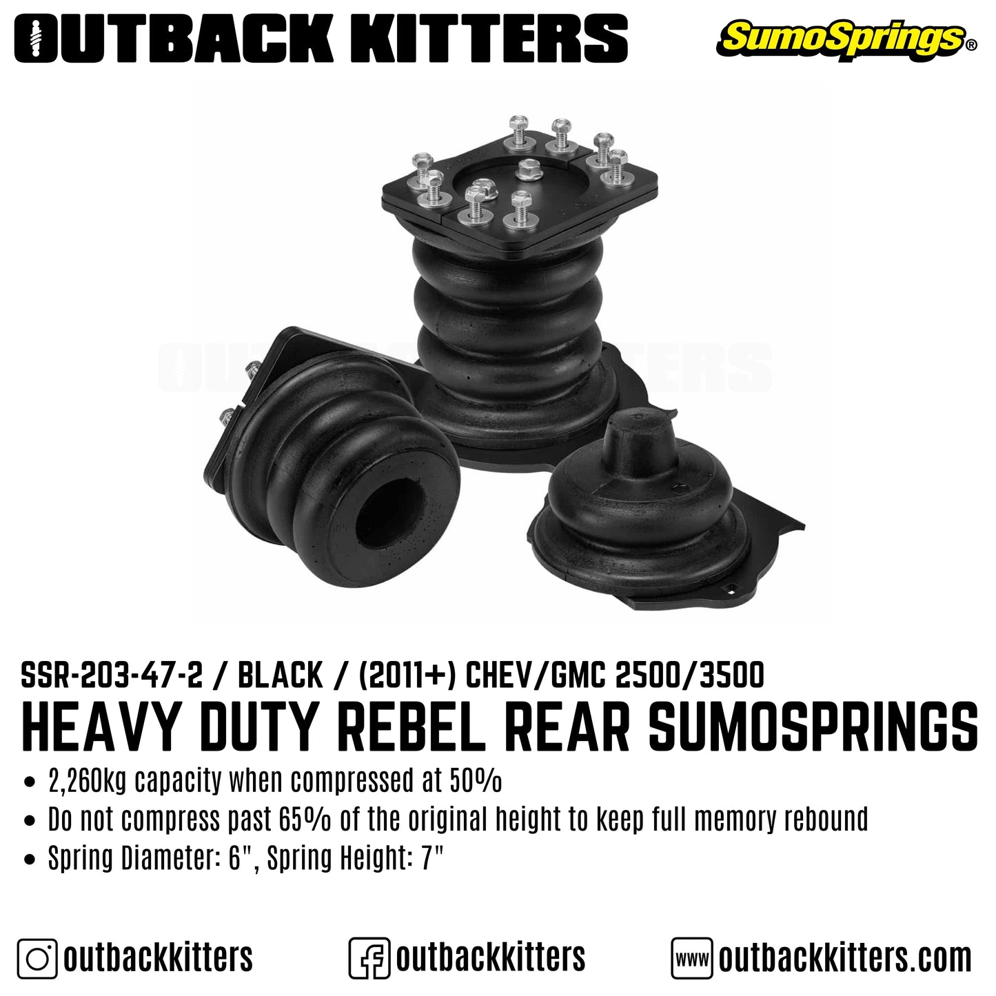 Heavy Duty Rebel Rear SumoSprings to suit 2011+ Chevrolet Silverado / GMC Sierra 2500 / 3500