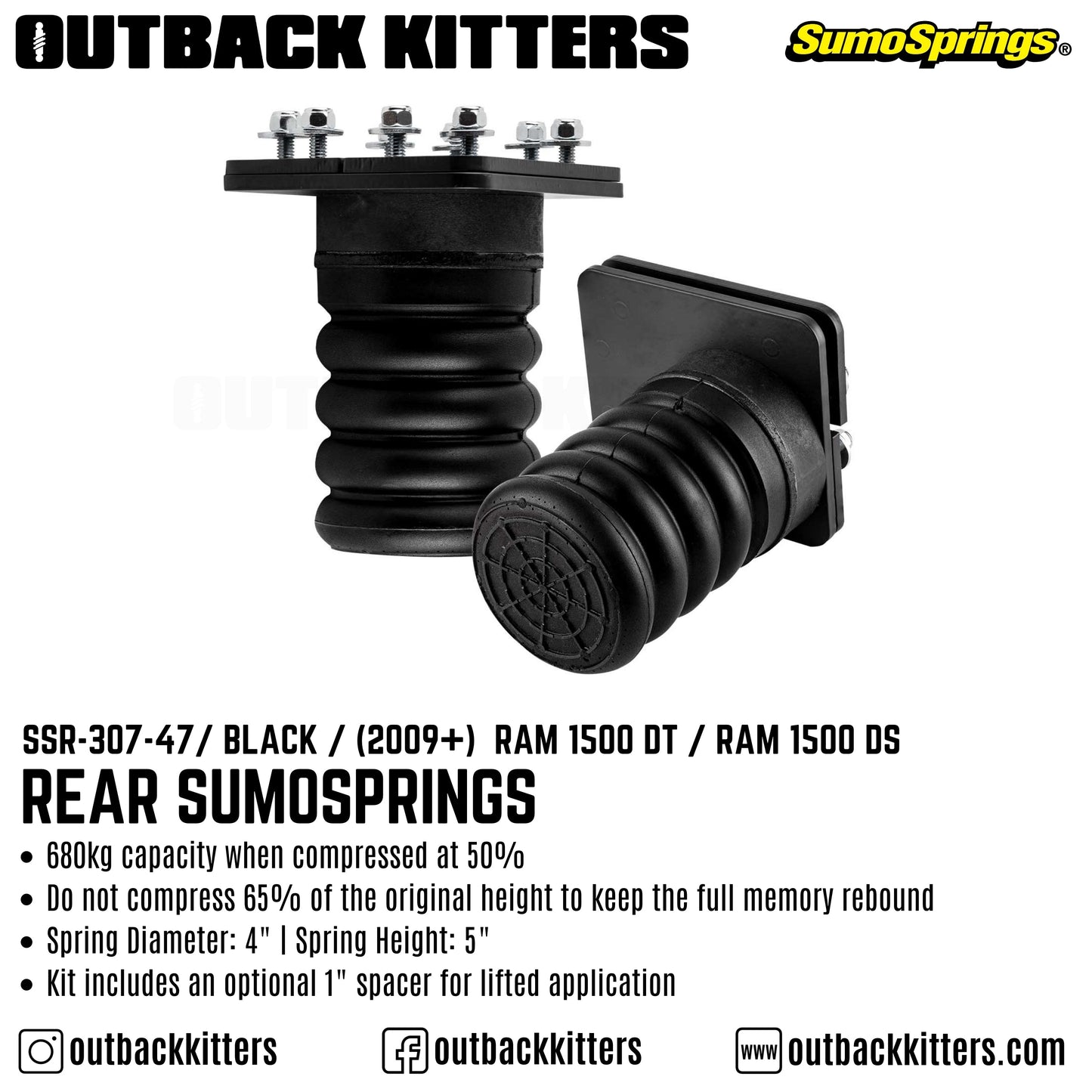 Rear SumoSprings to suit 2009+ Ram 1500 DS / DT