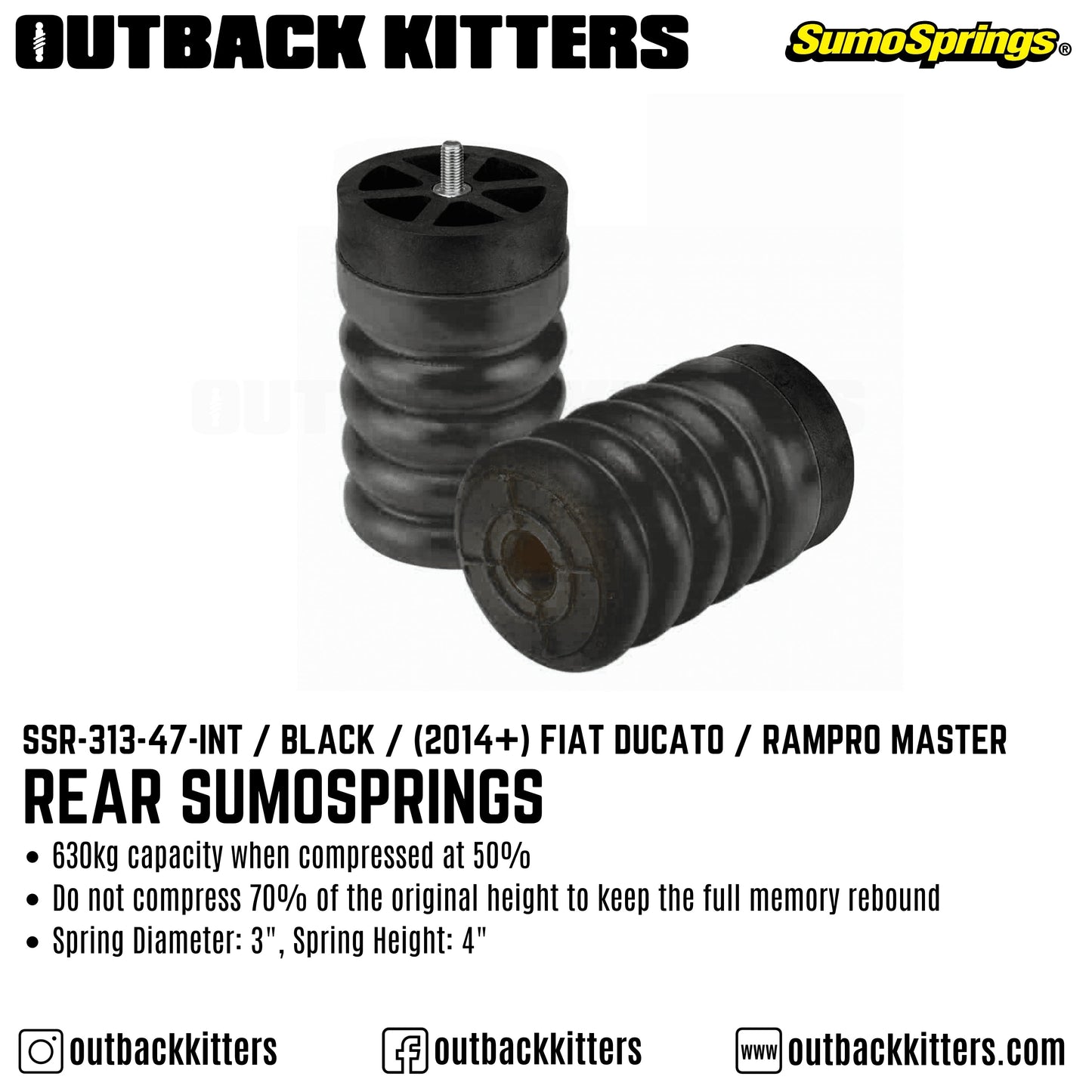 Rear SumoSprings to suit 2014+ Fiat Ducato / Ram Promaster