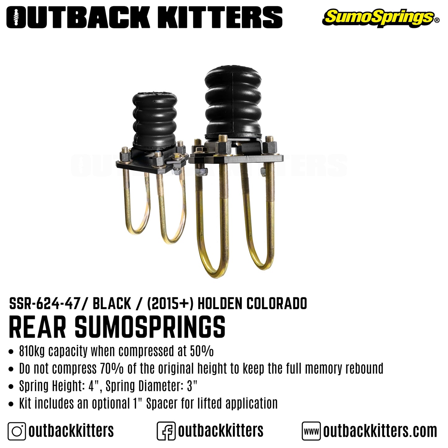 Rear SumoSprings to suit 2015+ Holden Colorado